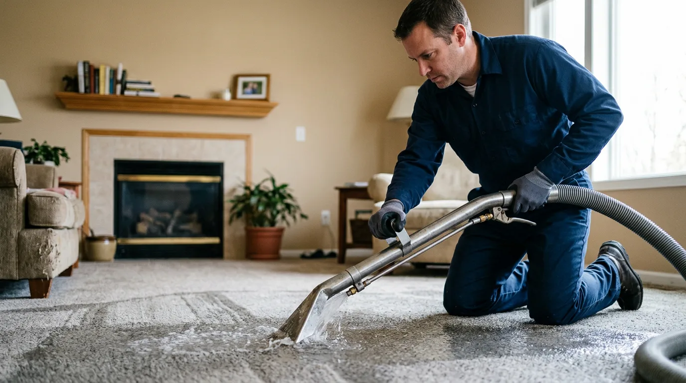 Water damage restoration technician working near Andale, KS